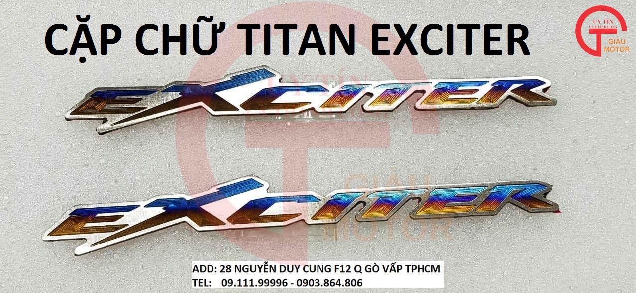 CẶP TEM TITAN CHỮ EXCITER DÁN XE YAMAHA EXCITER