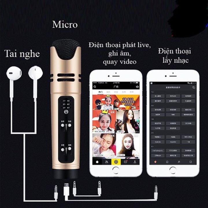 Mic thu âm live stream c16 bảo hành 6 tháng đổi mới