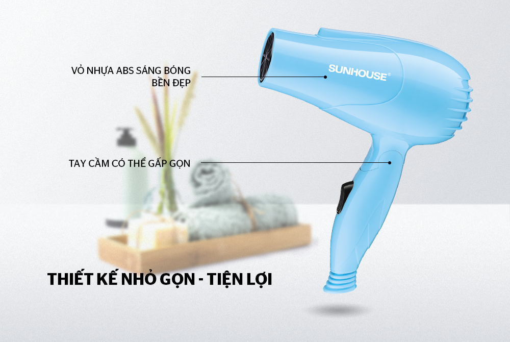 Máy Sấy Tóc SUNHOUSE SHD2305 Xanh (650W - 1 CHẾ ĐỘ SẤY NÓNG)