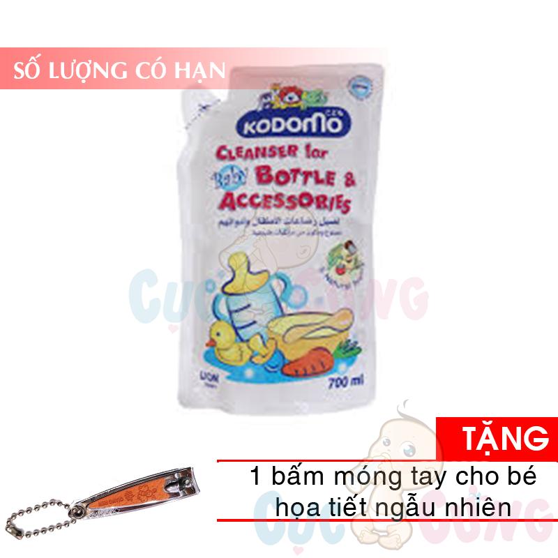 Nước rửa bình sữa Kodomo 700ml - dạng gói Tặng 1 cắt móng tay họa tiết ngẫu nhiên - nuoc rua binh sua