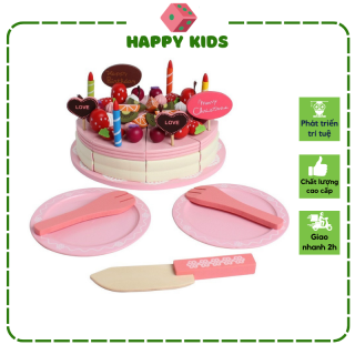 HCM Đồ chơi trẻ em Bánh kem sinh nhật dâu tây bằng gỗ Mother Garden đồ thumbnail