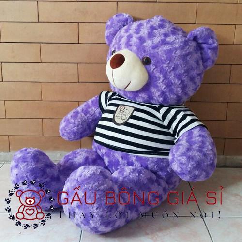 Gấu bông Teddy khổ vải 80cm màu tím cà