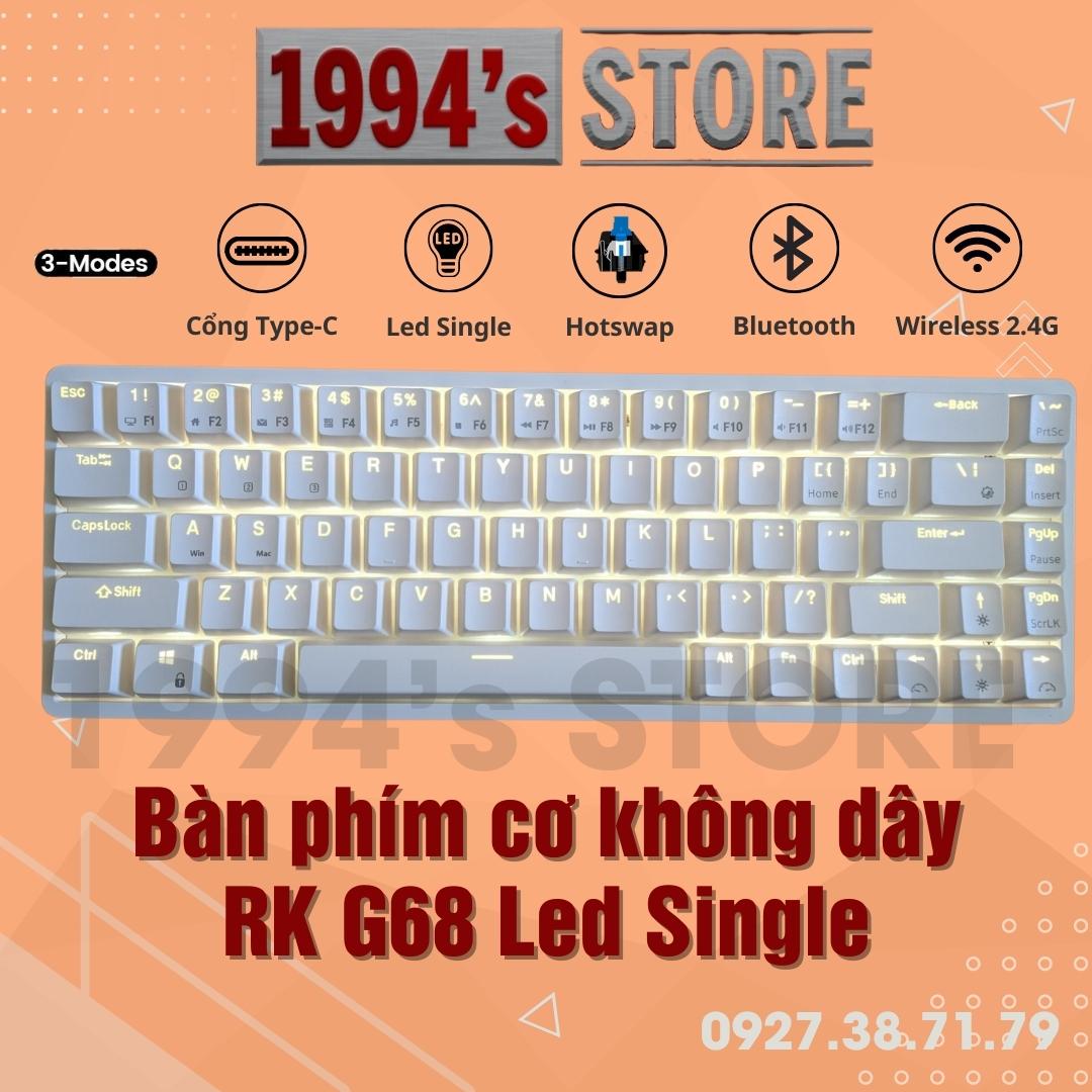 Bàn phím cơ gaming không dây RK G68 có Hotswap - Bluetooth 5.1 - Wireless 2.4G - Cáp Type C - Đèn Led nhiều hiệu ứng