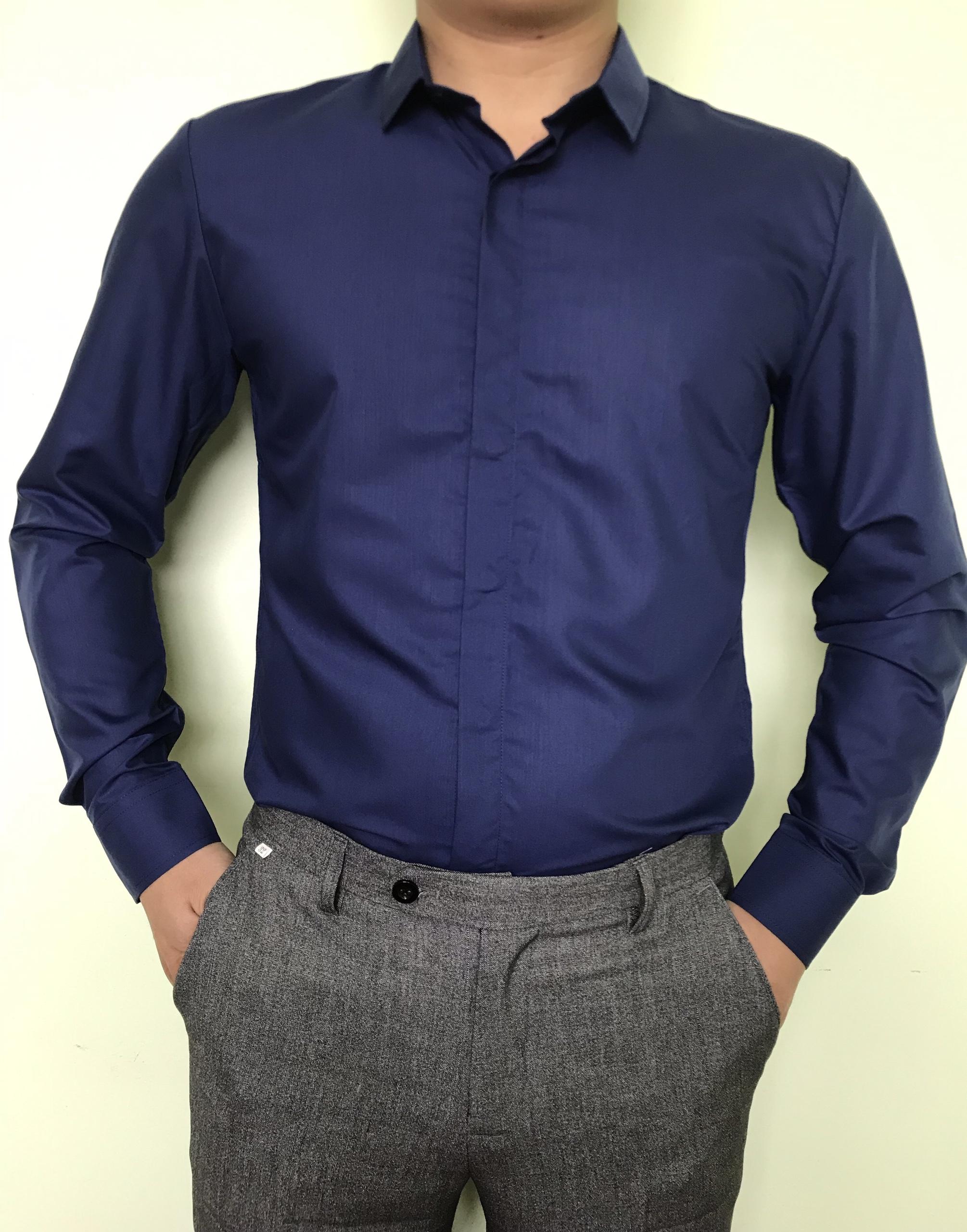 Áo sơ mi nam Nẹp che cúc SM01
