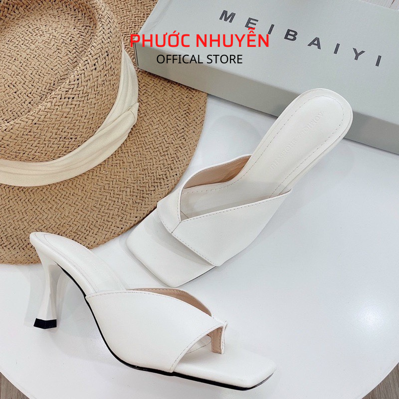 Dép nữ cao gót nhọn 7p quai bản kẹp ngón - G48