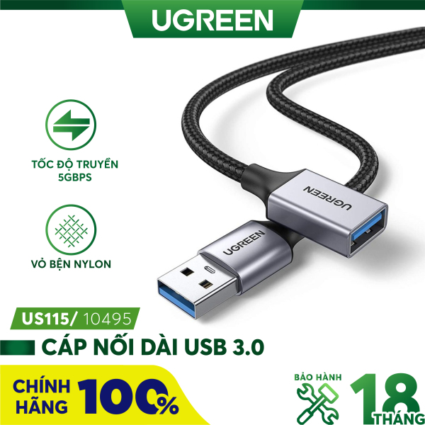 Cáp nối dài USB 3.0 dây bện UGREEN US115 độ dài từ 0.5-2m