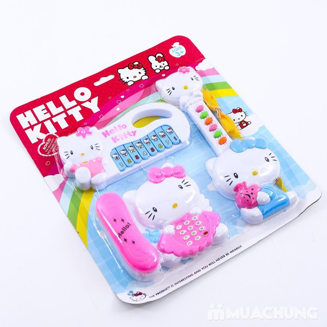 Bộ đồ chơi 3 món đàn mèo kitty gồm 1 đàn ghita 1 đàn organ và 1 điện thoại