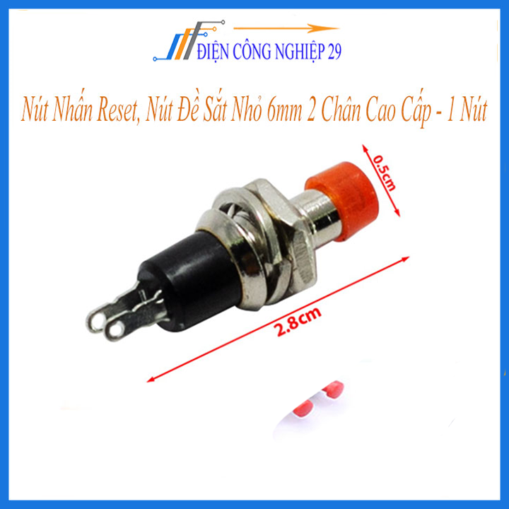 Nút nhấn reset, nút đề sắt nhỏ 6mm 2 chân cao cấp - 1 nút