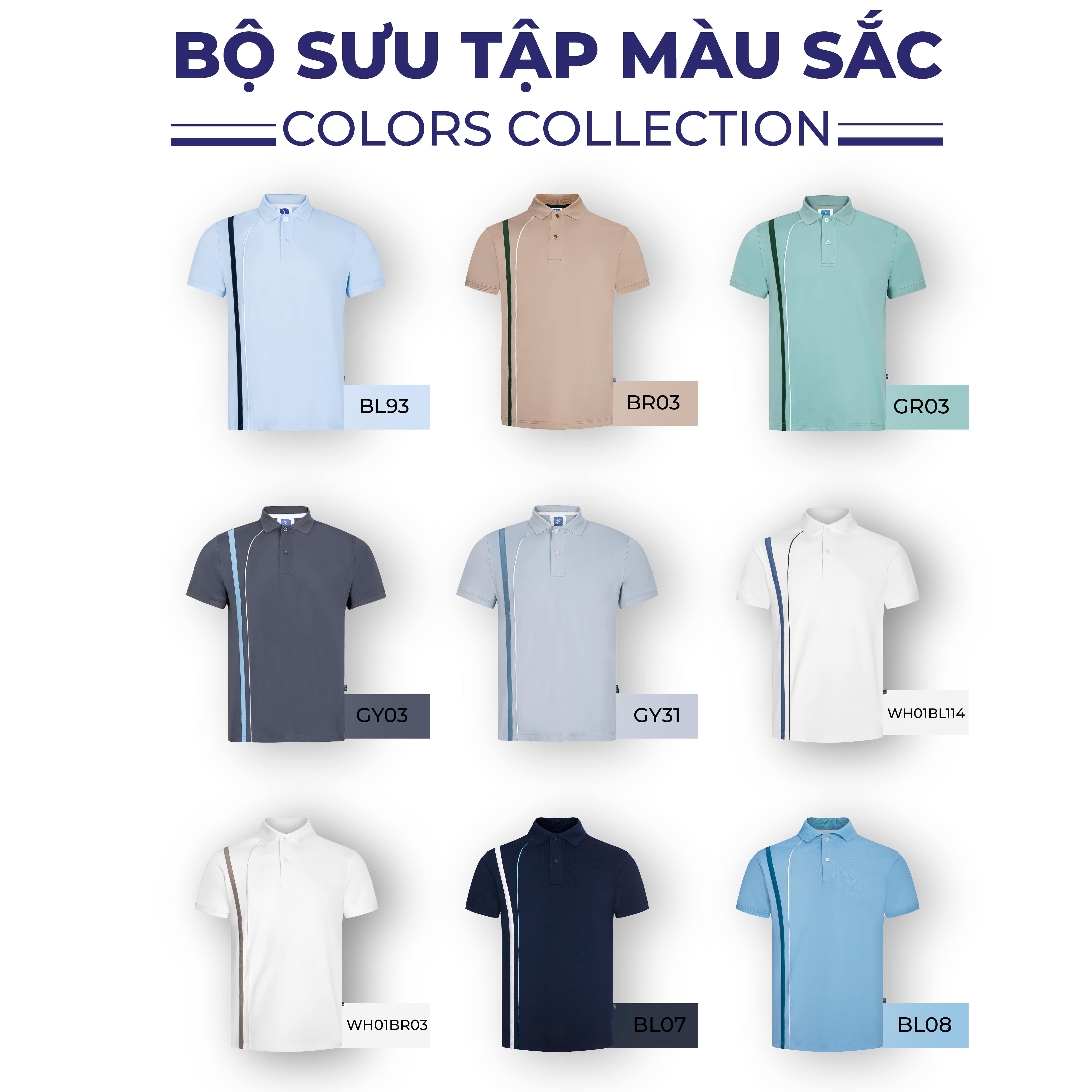 Áo thun polo nam Milvus BKP093m (Đen/Xanh/Trắng)