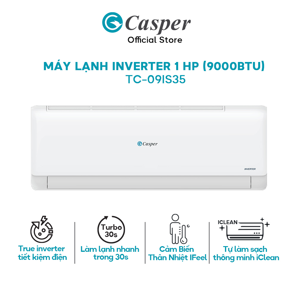 Máy lạnh Casper Inverter 1 HP TC-09IS35 [TRẢ GÓP 0%] [GIAO TP. HCM VÀ HÀ NỘI]