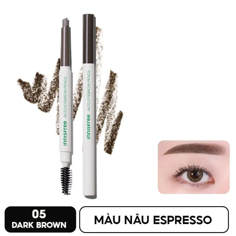 Eyeliner eyebrow 2 head Innisfree auto eyebrow pencil 0.3G #5 (Eyeliner Pencil eyebrow black Brown)-pegastore