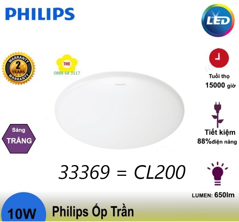 Đèn Led ốp trần Philips 33369 - Mã mới CL200 ( 6W - 10W - 17W - 20W )