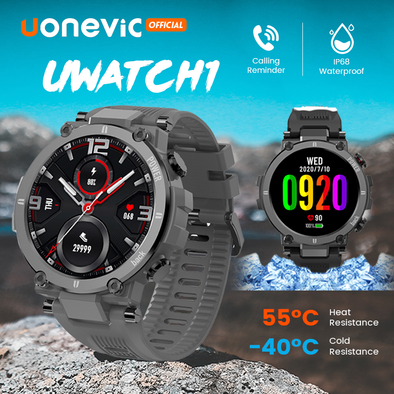 Đồng Hồ Thông Minh Uonevic UWATCH1 Đồng Hồ Thông Minh IP68 Chống Nước Nhắc Nhở Cuộc Gọi Màn Hình HD 47Mm Dành Cho Nam 7 Ngày Thời Gian Chờ Dài Dành Cho Amazfit T-REX