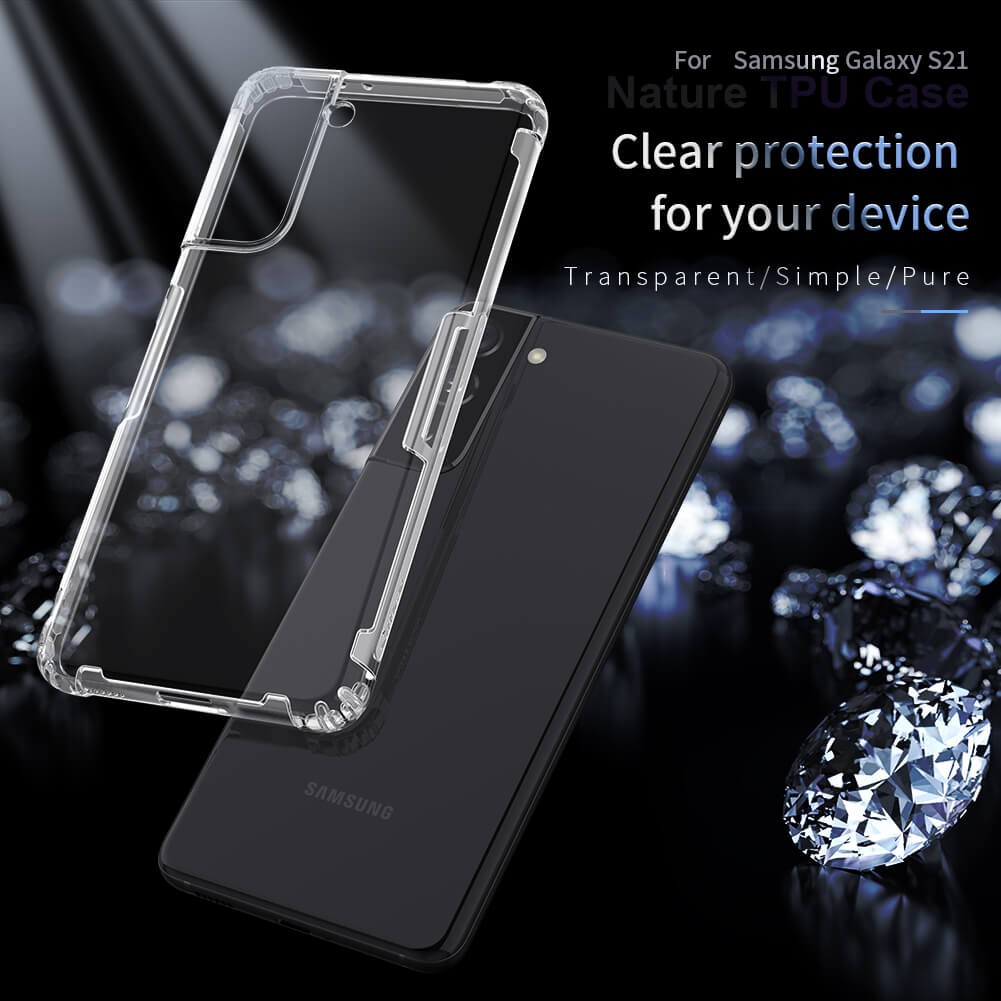 Ốp silicon Nillki cho Samsung Galaxy S21 chống sốc, trong suốt