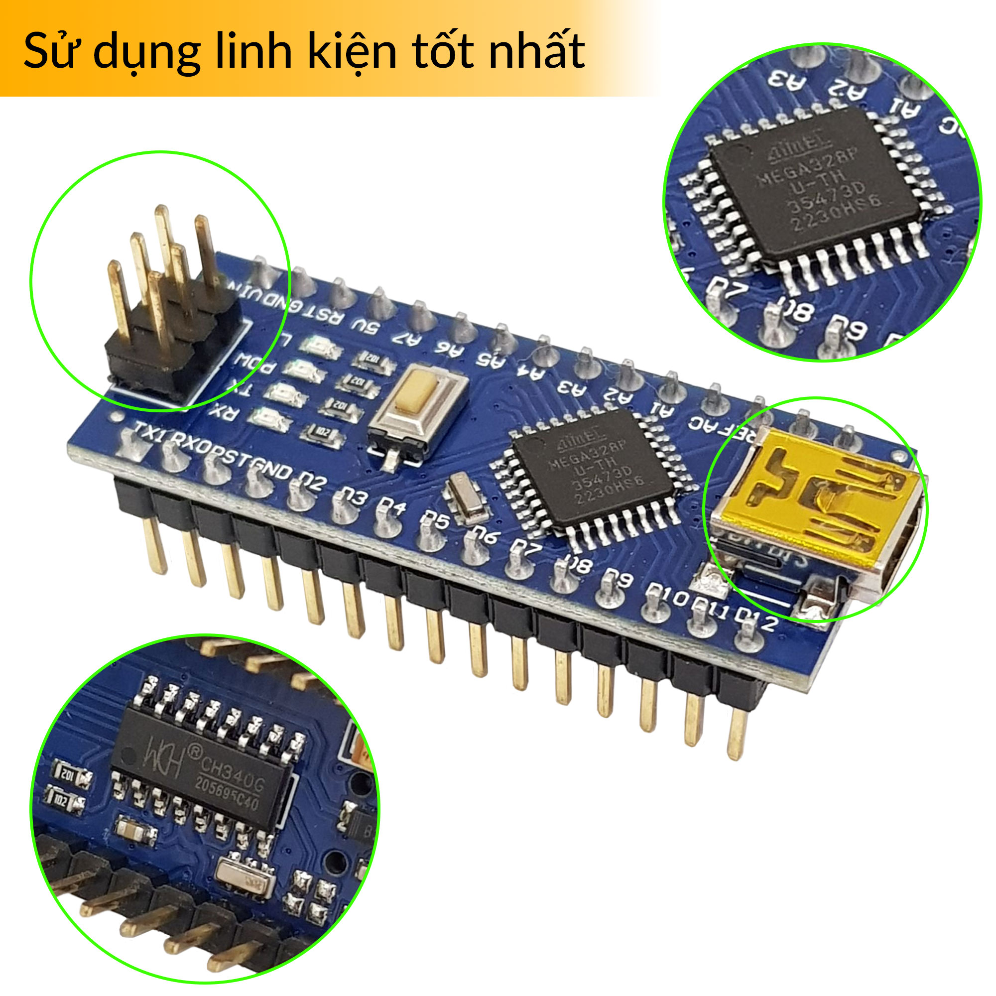 Arduino Nano V3.0 ATmega328P (Không kèm dây cáp USB)