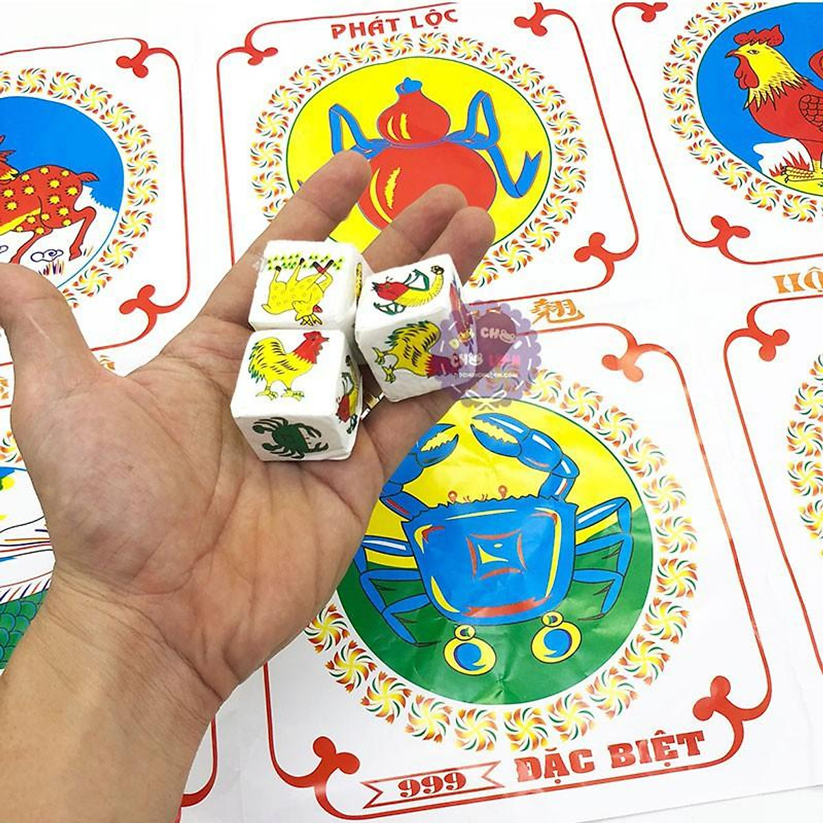 Bộ đồ chơi lắc bầu cua cá cọp xúc xắc bằng xốp