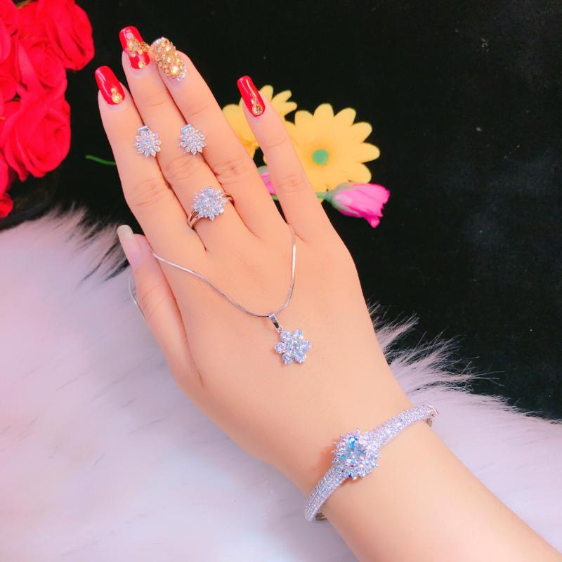 Bộ Trang Sức Bạch Kim Cao Cấp - Givishop - B40707121 , Bền Màu, Sáng Như Vàng Thật, Chất Liệu Bạc Thái, Không Đen, Không Ngứa - Thiết Kế Đi Tiệc, trang suc vang bac da quy, trang suc bo bach kim, trang suc nu bang bac, nu trang bac cao cap