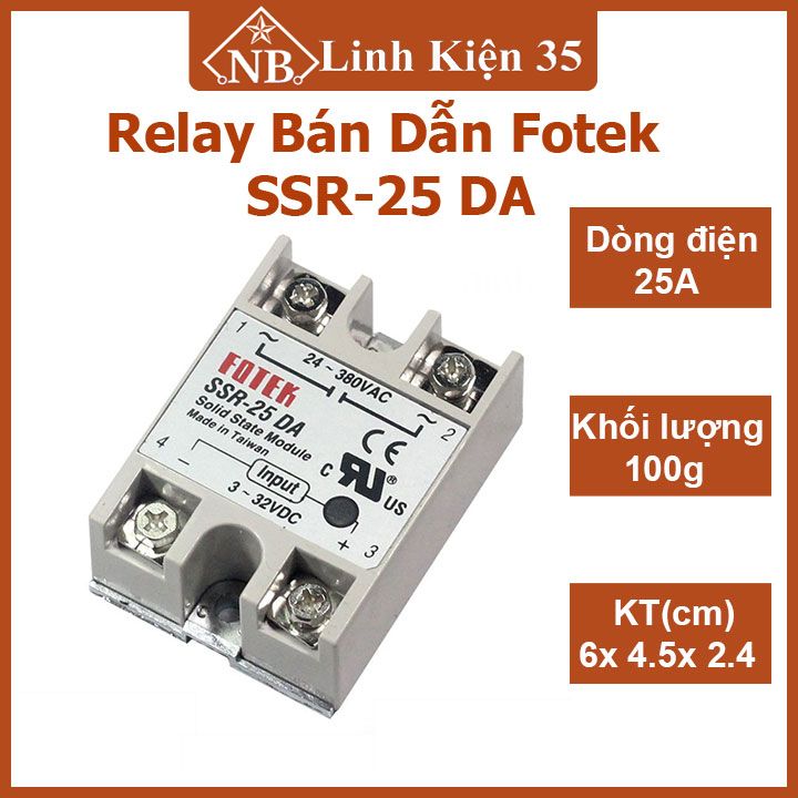 Relay bán dẫn fotek ssr-25 da thường mở chịu dòng 25a