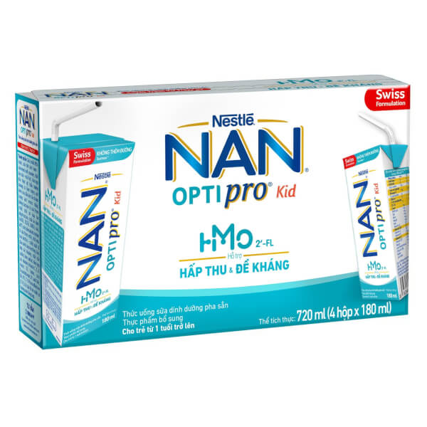 Sữa dinh dưỡng pha sẵn Nestlé NAN OPTIPRO Kid 180ml Lốc 4 hộp