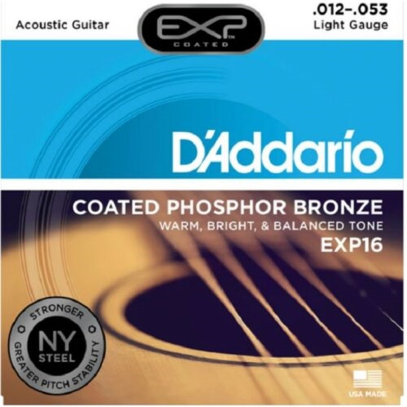 Dây đàn guitar acoustic Daddario EXP16 chính hãng 12-53 Chống mài mòn Dây đàn không dễ gỉ với lựa chọn đồng hồ đo Siêu nhẹ Tuổi thọ cao với giai điệu tuyệt vời