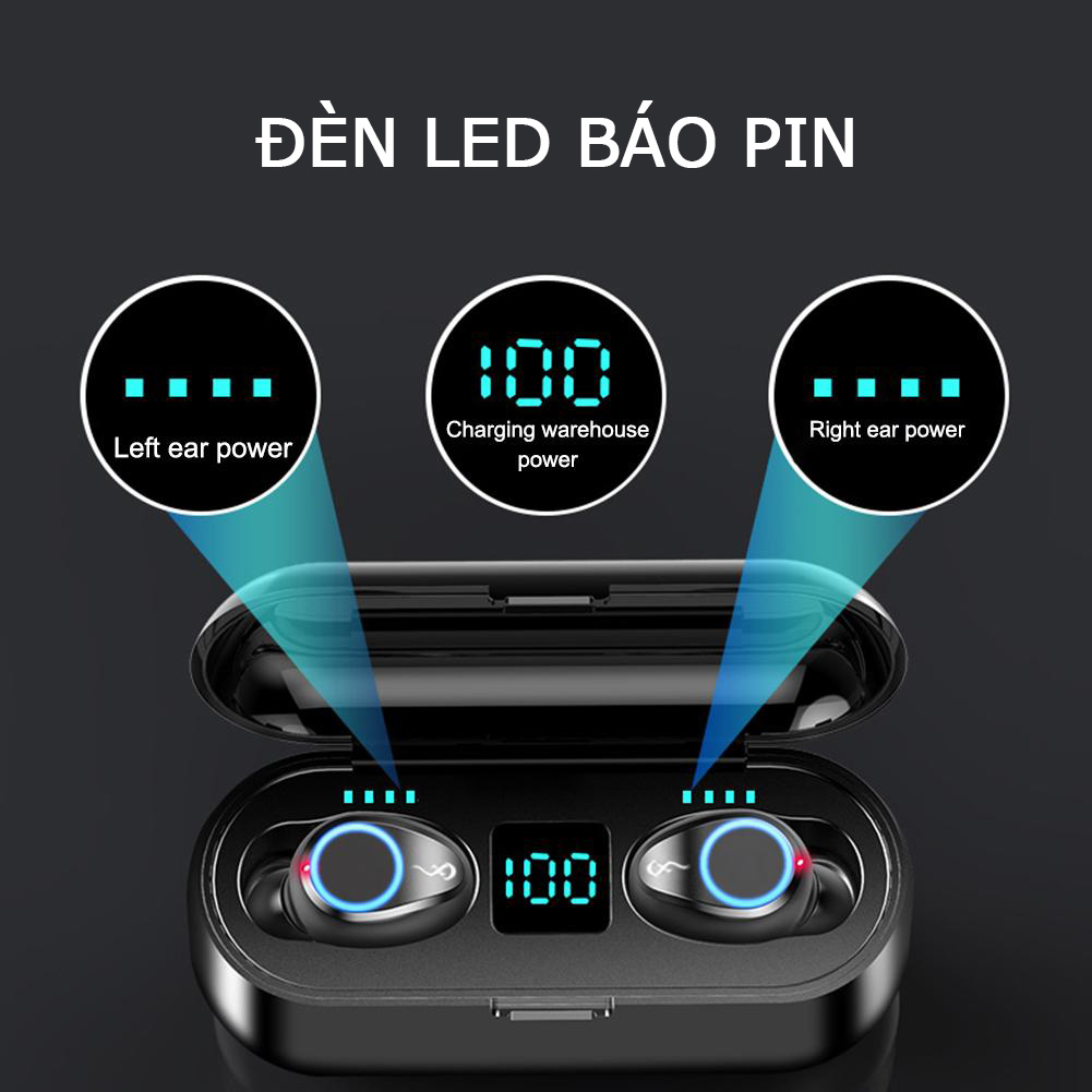 I Nghe Không Dây Bluetooth 5.0 F9 TWS Tai Nghe Không Dây Bluetooth Màn Hình Hiển Thị LED Với 2000 MAh Tai Nghe Có Micro