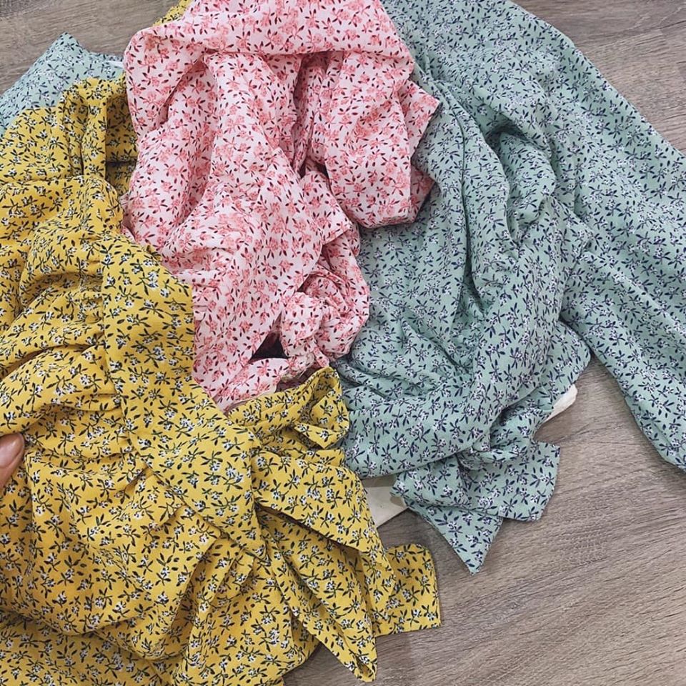 Áo croptop hoa cột nơ sau - Hình thật