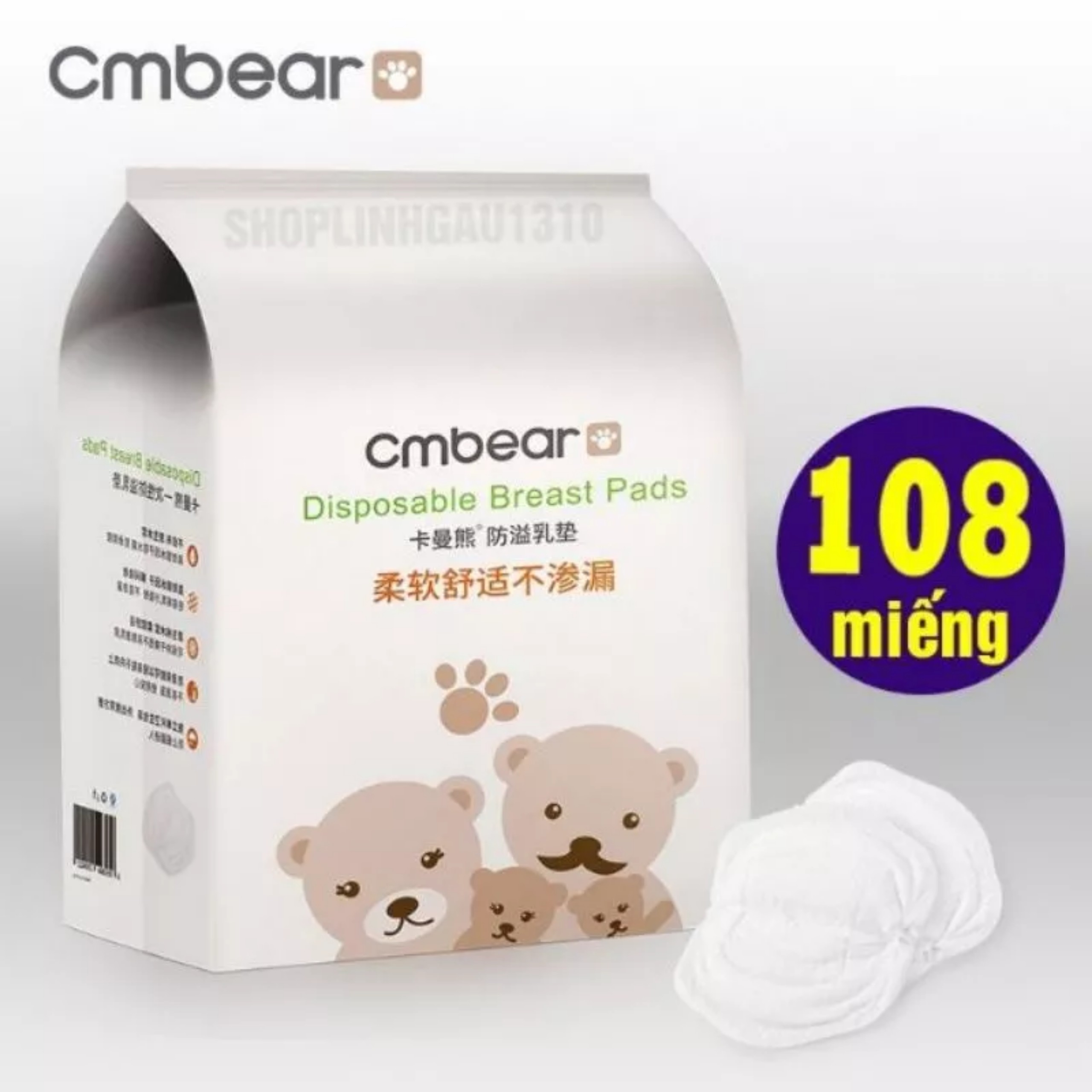 Thấm sữa Cmbear  cho mẹ sau sinh, gói 108 miếng siêu thấm