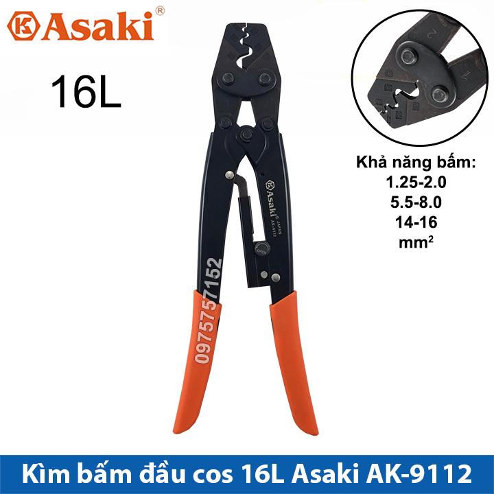 Kìm bấm cos 16l 1.25 - 16mm2 asaki ak-9112 - kềm bấm cốt 16l