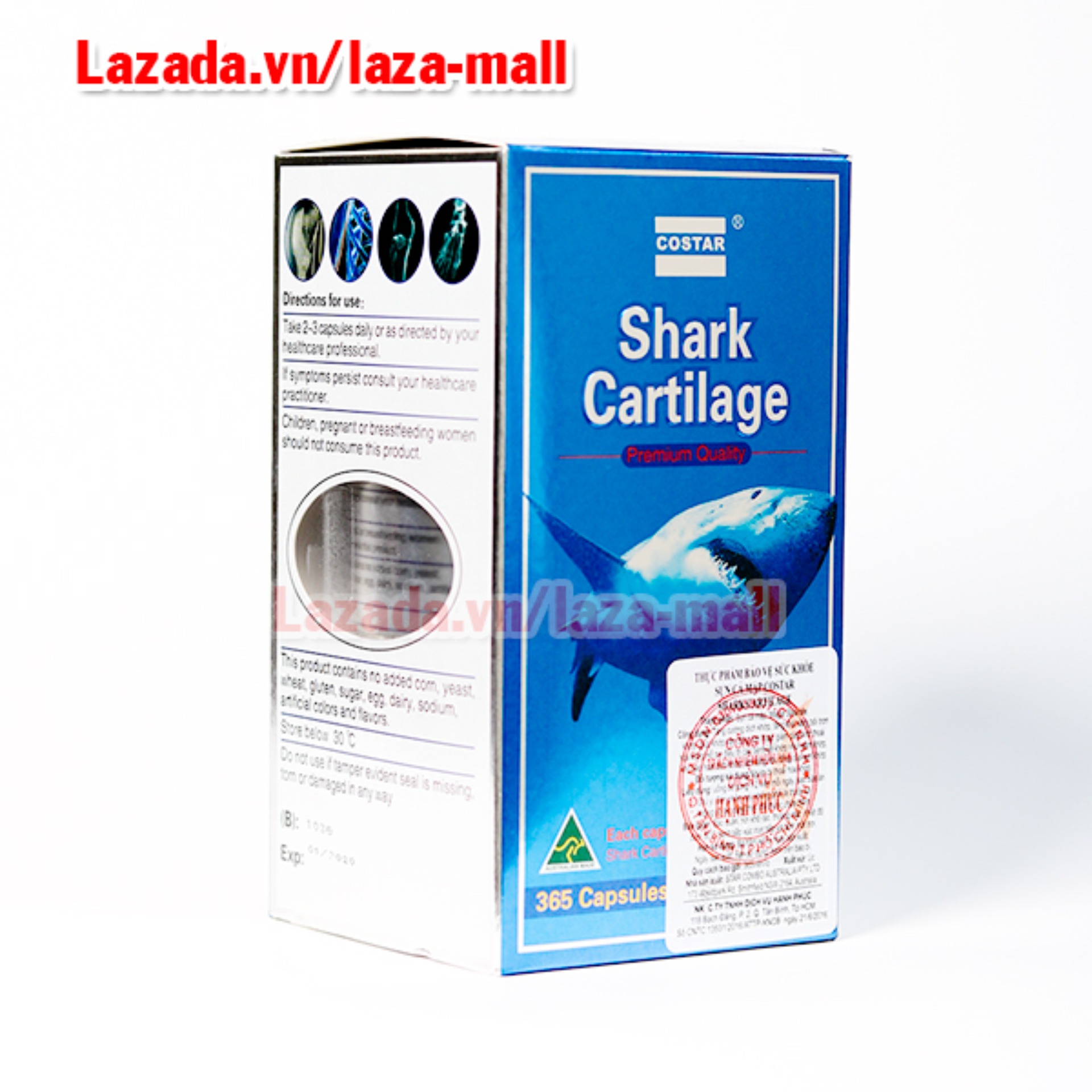 Sụn vi cá mập blue shark cartilage 750mg Úc (hộp lớn 365 viên)
