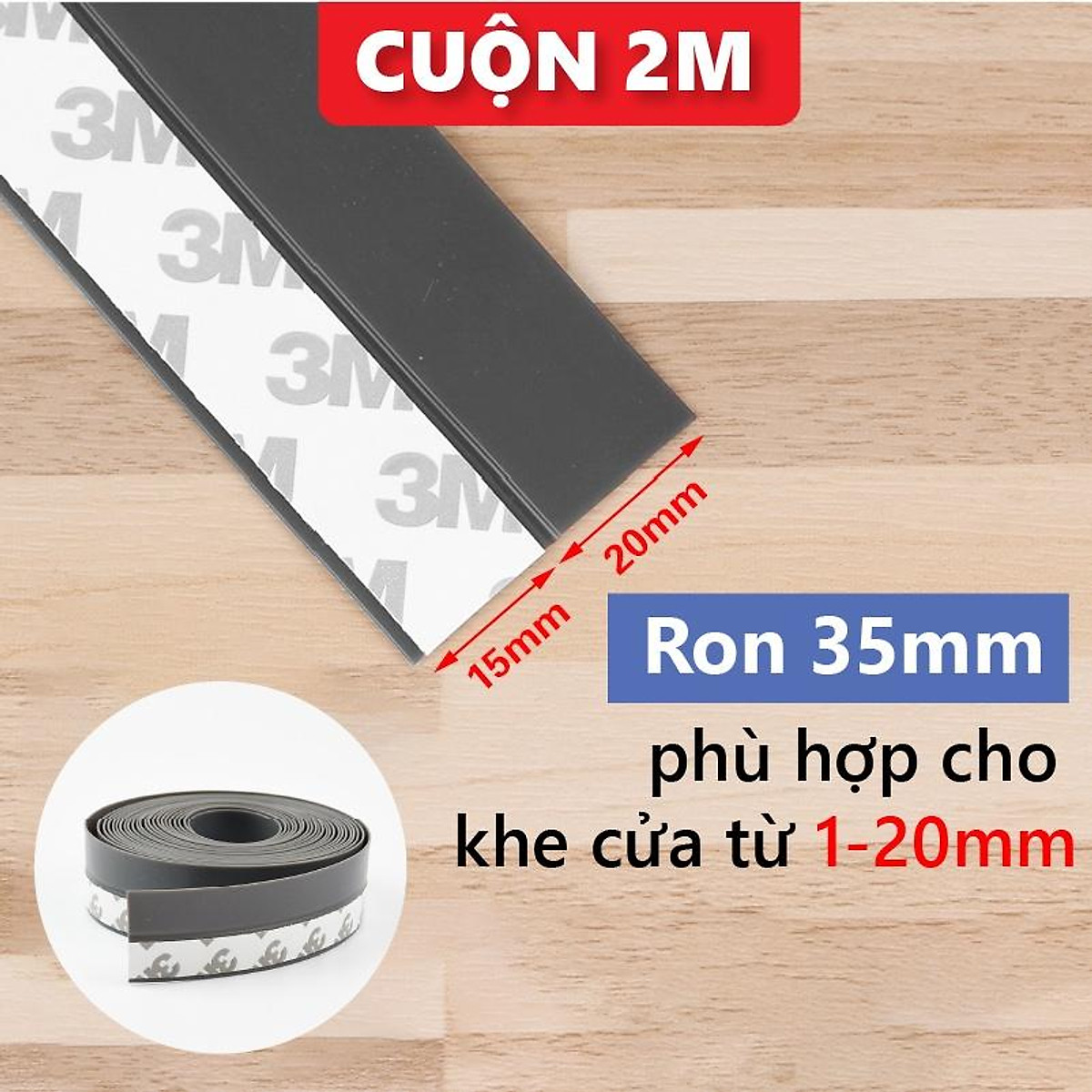 Cuộn 2met Ron chắn khe cửa , chặn cửa chống va đập , Ron cao su lấp kín khe hở chân cửa chống ồn , côn trùng , thoát hơi điều hòa