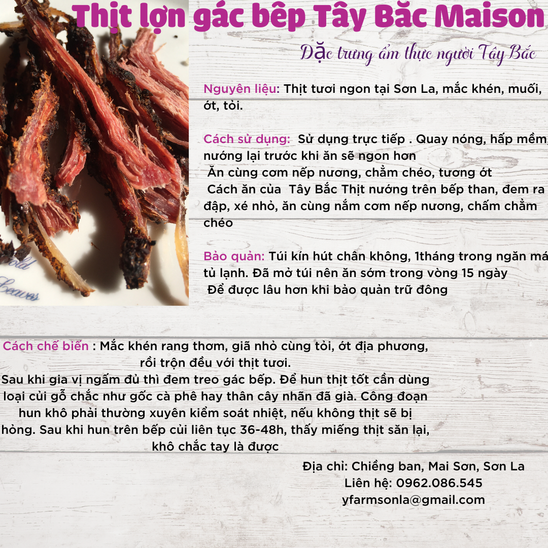 Thịt lợn gác bếp Tây Bắc gói 200gram