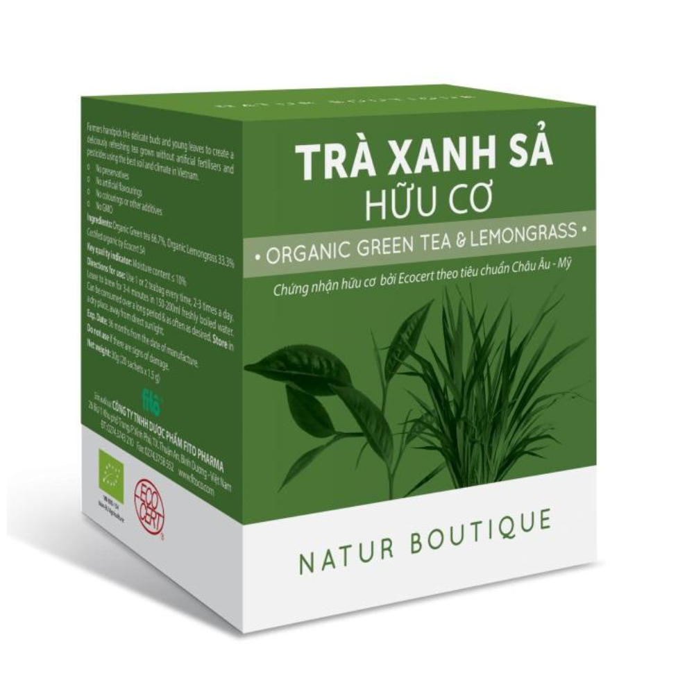 [HCM]Trà xanh sả hữu cơ20 túi lọc (Organic Lemongrass & Green Tea 20 teabags)
