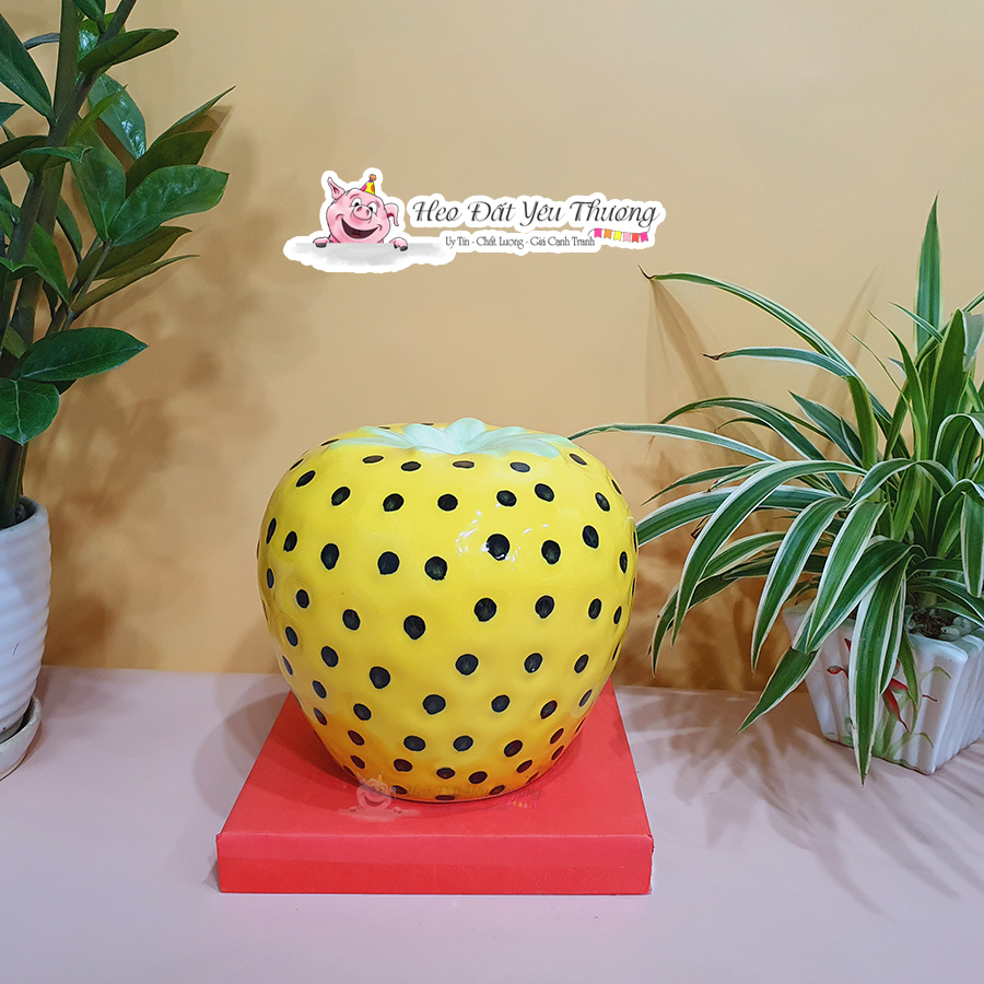 Dâu tây tiết kiệm 3 size từ nhỏ đến to ống tiết kiệm heo đất lợn đất quà tặng, trang trí decor góc học tập, làm việc, phòng khách