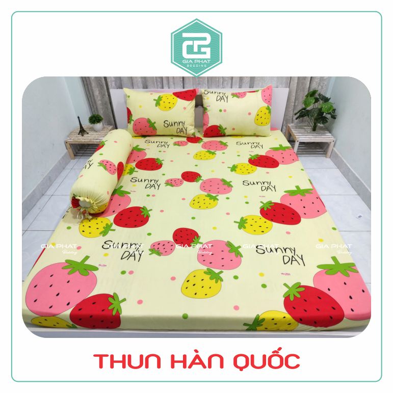 Bộ ga gối Thun Lạnh Hàn Quốc { 4 món : 1 ga bọc + 2 vỏ gối nằm + 1 vỏ gối ôm }