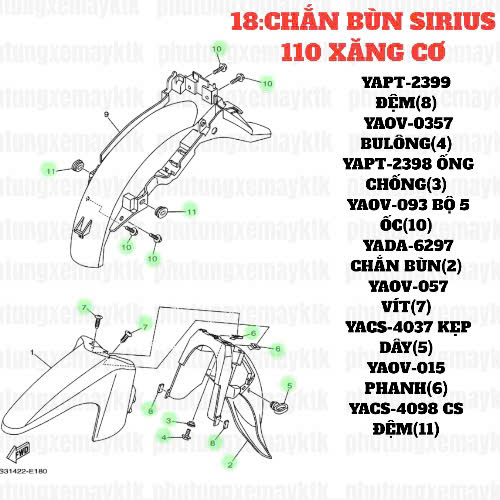 [Chính Hãng Yamaha][18:CHẮN BÙN] YACS-4037 Cao su quai dè,(Cao su đỡ dây KM).Yamaha SIRIUS RC-T110LEC (5)