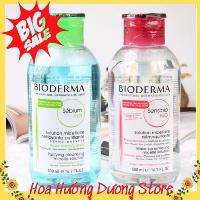 [TẶNG MẶT NẠ DƯỠNG DA ] Nước Tẩy Trang màu HỒNG Bioderma Sensibio H2O 500ml Màu Hồng và Xanh Nước Tẩy Trang Bioderma XANH Sensibio H2O 500ml Nắp Nhấn Bản Mới Nhất Nước tẩy trang cho da nhạy cảm