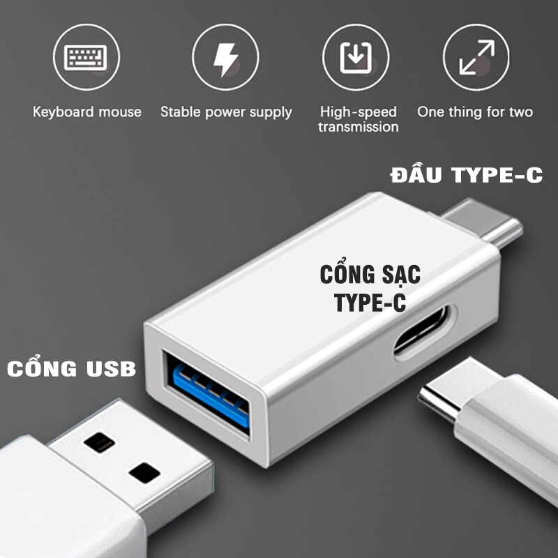 OTG Chuyển Đổi Type C Sang USB 3.0 kết nối ngoại vi chuột bàn phím sạc pin đọc truyền dữ liệu cho máy Macbok Samsun Xiaom Oppo Android