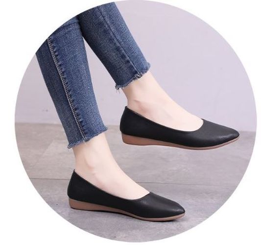 [Hoàn tiền 15%][O18] Giày búp bê nữ mũi nhọn da mềm giản dị đế 2cm cực êm chân-Kèm hình thật