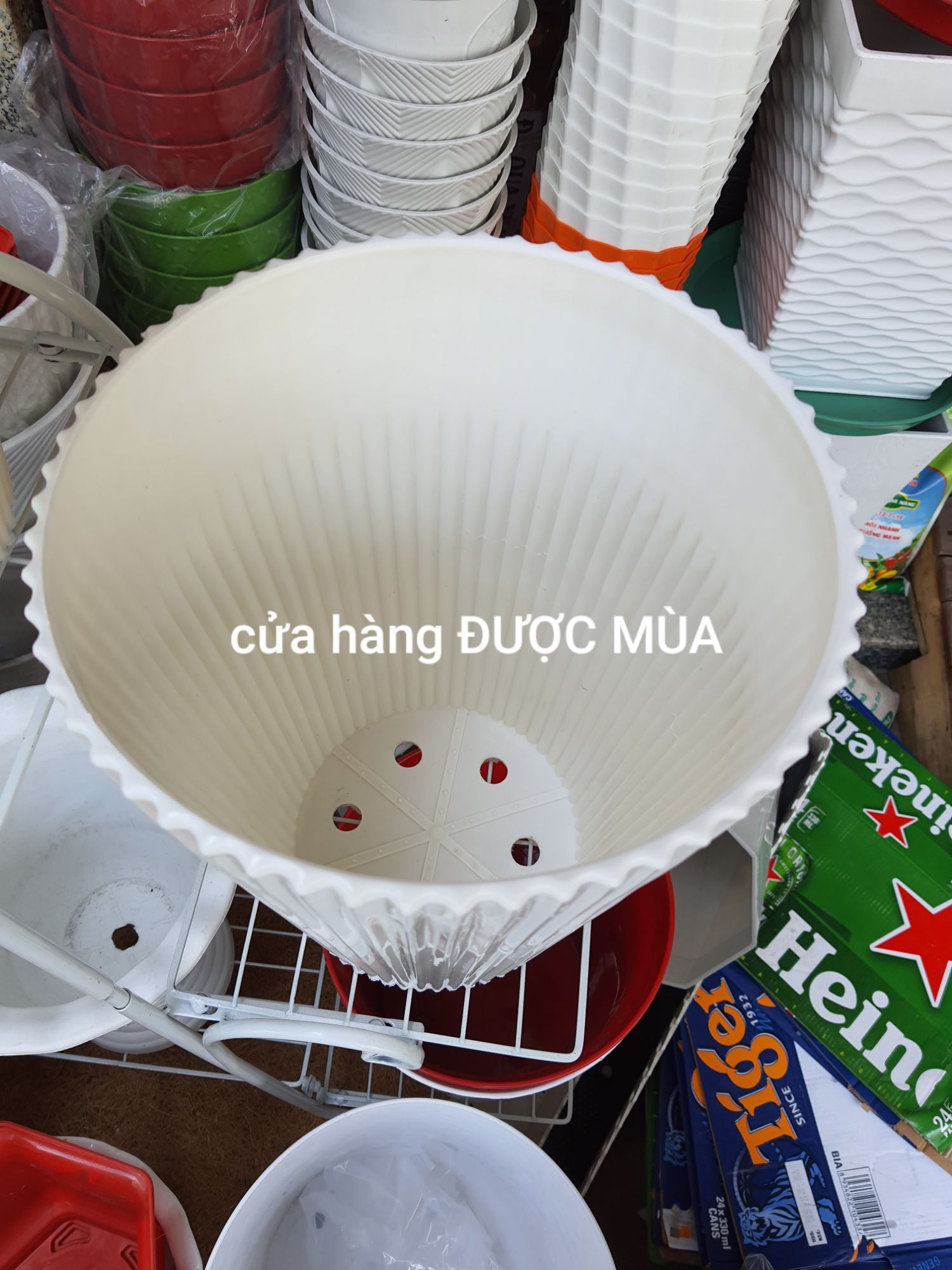 combo 2 chậu nhựa gân sọc đk24x30cm