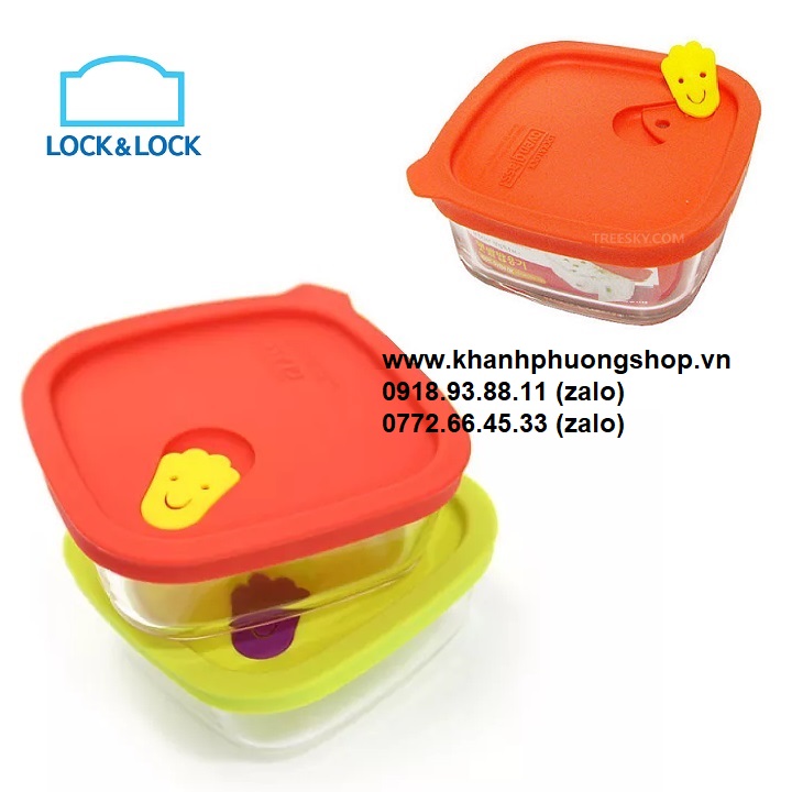 Combo 2 hộp đựng cơm thủy tinh lock&lock 410ml - hộp đựng cơm thủy tinh vuông