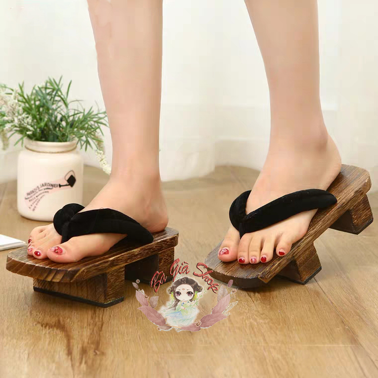Geta guốc gỗ xỏ ngón phong cách nhật bản