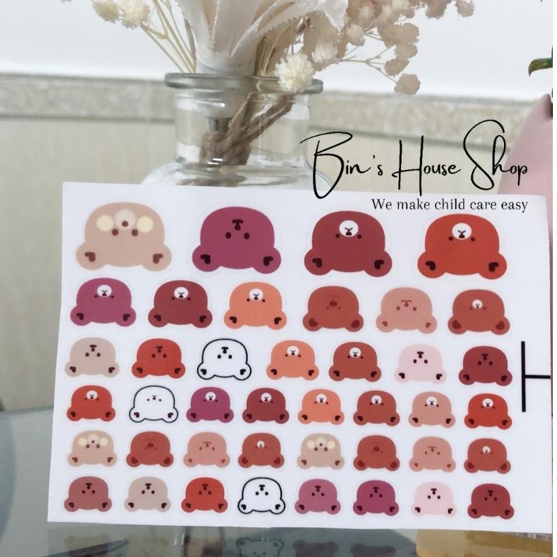Sticker nhiệt dán bình sữa và đồ dùng cho bé (có chống nước)/ Sticker Gấu
