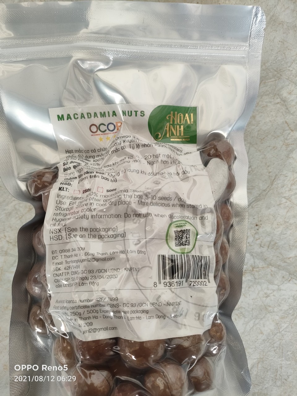Macca  - túi zip loại 500gram sản phẩm OCOP