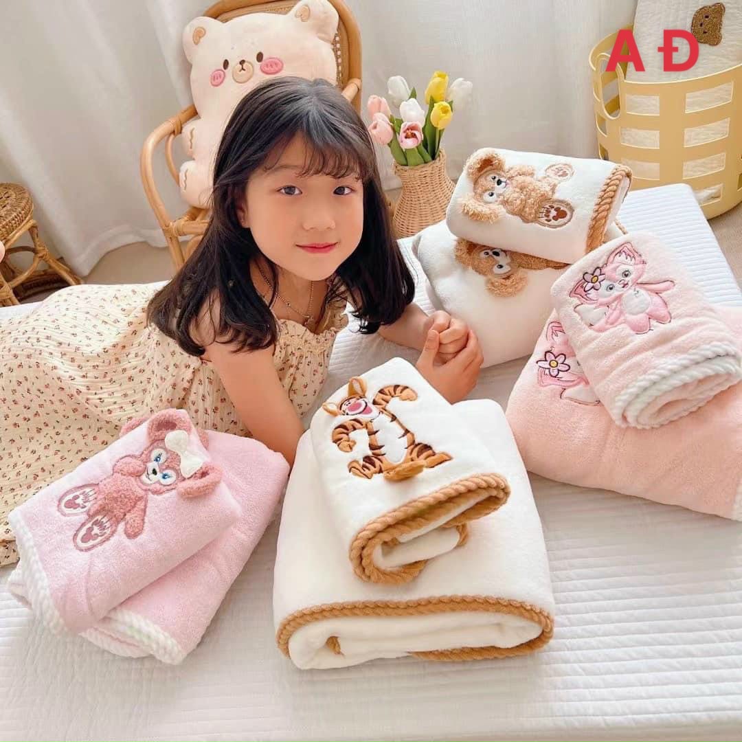 Sét 2 khăn tắm + khăn mặt gấu hồng LOTSO