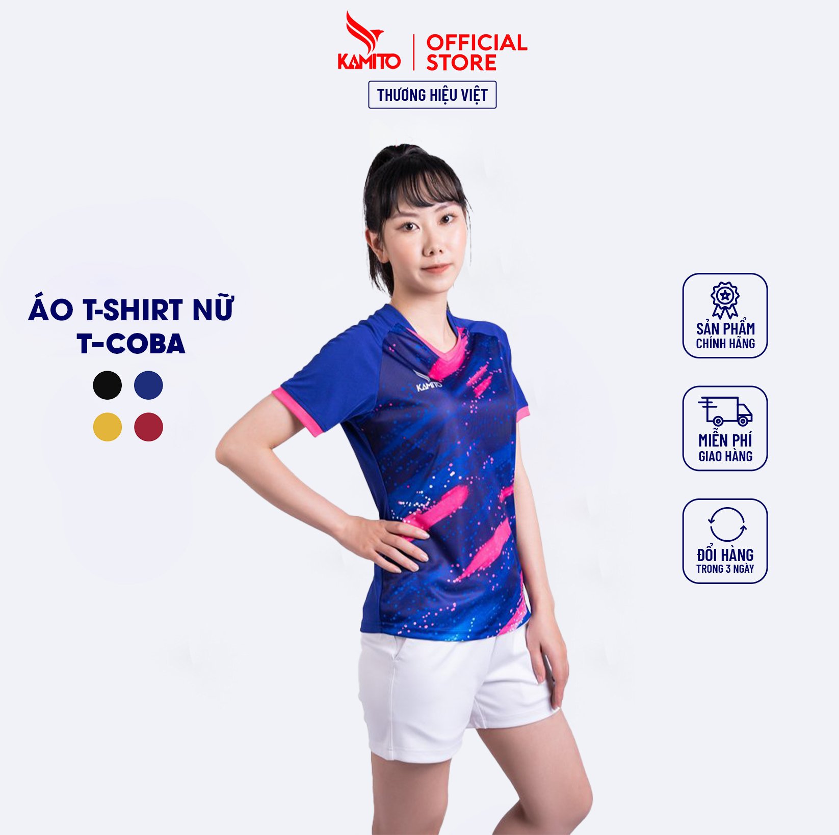 Áo T-shirt Cầu Lông Nữ T-COBA KAMITO 2022 Với Họa Tiết Ấn Tượng Lấy Cảm
