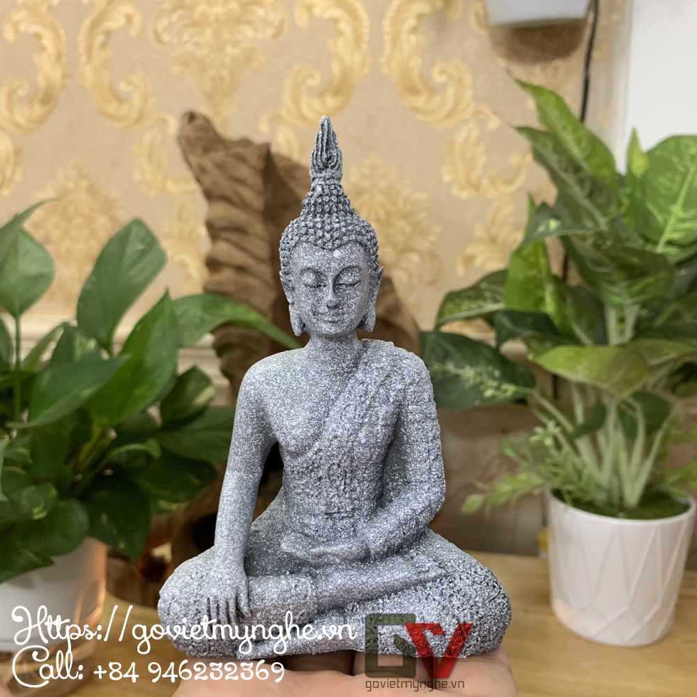 [HCM]Tượng đá trang trí Tượng Phật Thái Thủ Ấn - Xúc Địa Ấn - Chiều cao 12cm - Màu đen