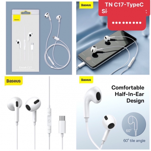 Type-C Baseus C17 Cz11 Cz19 Wired Headphones