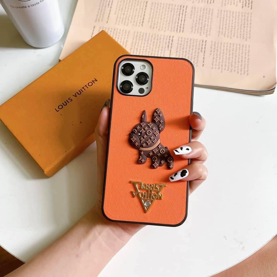ỐP lưng iphone NHÁM CHÓ LV SILICOL NỔI 4D SANG CHẢNH