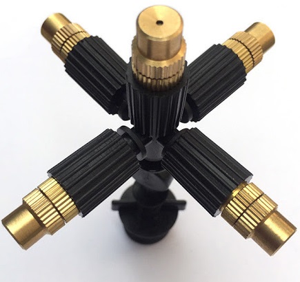 5 đầu phun sương 5 hướng đầu đồng chân ren 21 - béc phun sương tưới lan bằng đồng