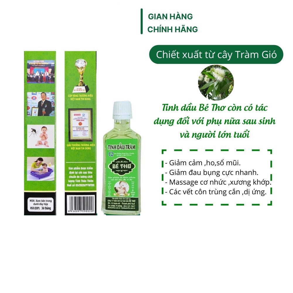 Tinh Dầu Tràm bé Thơ 50ml - 100ml ( có tem chính hãng cty Bé Thơ)